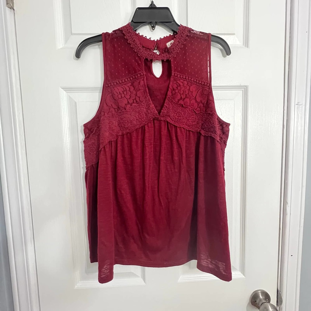 HINT OF MINT WOMEN HIGH NECK BURGUNDY TOP SIZE XL